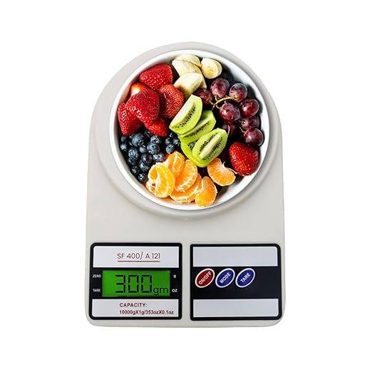ATOM ALISTON K1 Series Digital Kitchen Weighing Scale 10 kg, Electronic Weight Machine with LCD Display for Baking, Cooking, Food & Diet, SF-400/A121. 6Months Warranty (Colour May Vary)